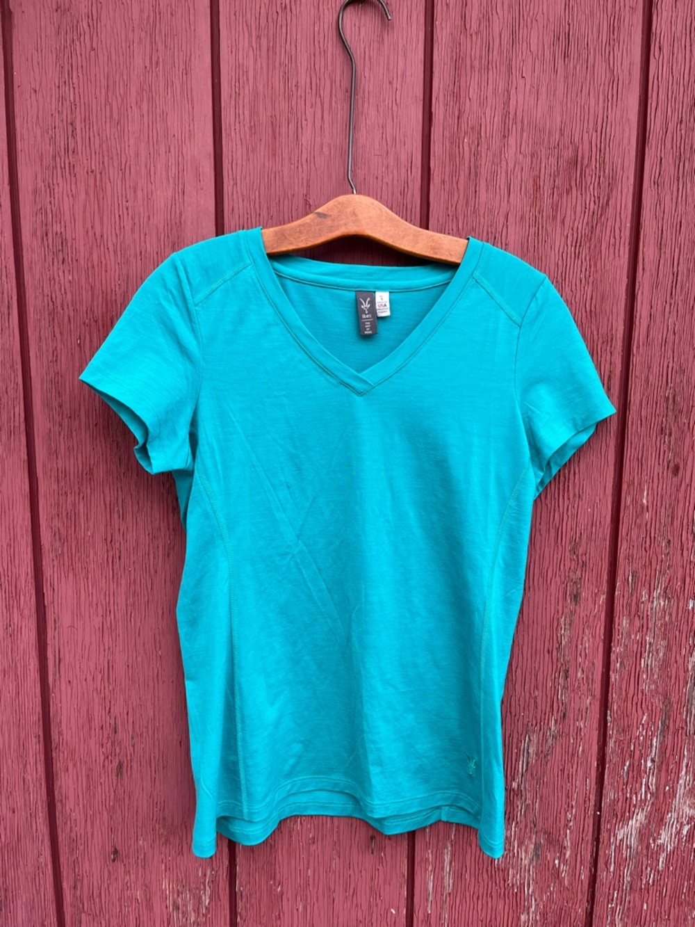 ibex Women’s Merino Wool V-Neck Short Sleeve T-shirt in Teal